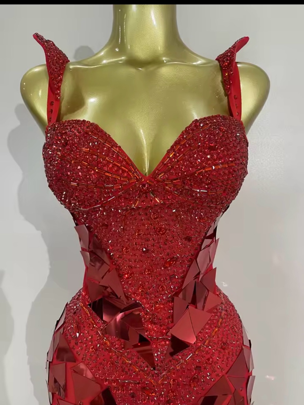 Red Embellished Evening Dress - Brand